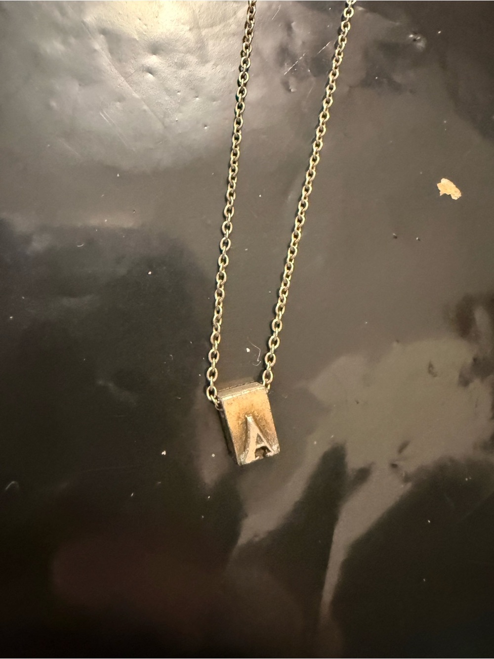 Vintage Gold Tone Letter A Initial Pendant Necklace Dainty Minimalist